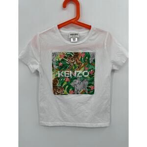 Kenzo Kid's Tiger & Elephant Print SS Tee Shirt Size 6 Years/116